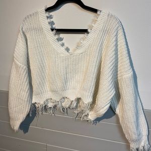 off the shoulder knitted sweater